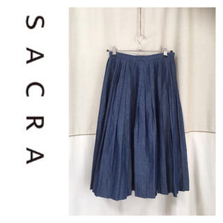 サクラ(SACRA)のSACRA/サクラ/コットンリネン/ロング プリーツスカート/サイズ36/美品(ロングスカート)