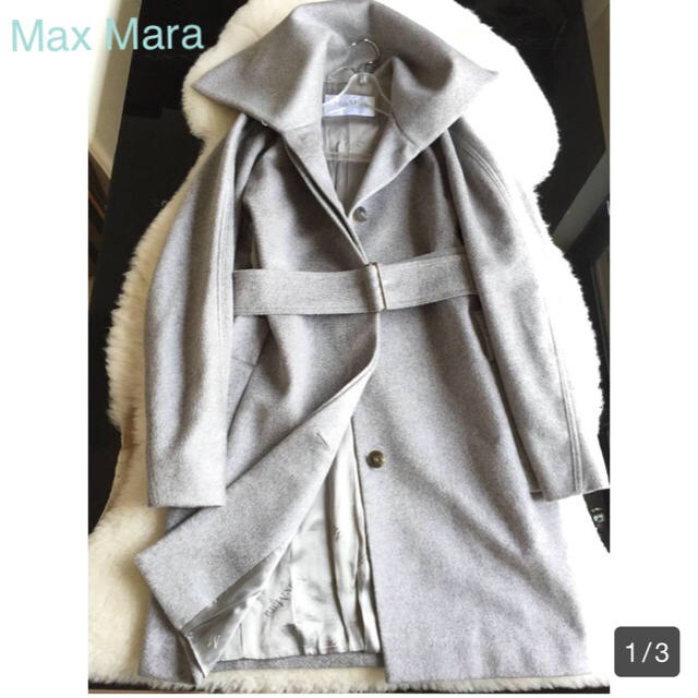 Max Mara - マックスマーラ カシミヤ  100% コート ライトグレー  ラグラン