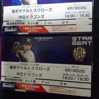 トウキョウヤクルトスワローズ(東京ヤクルトスワローズ)の野球観戦チケットヤクルト対中日(野球)