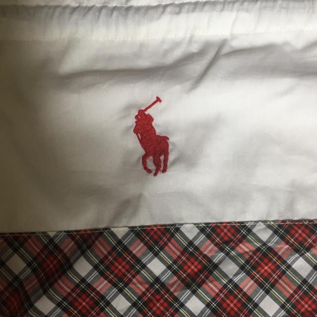 Ralph Lauren(ラルフローレン)の新品 ラルフローレン巾着袋（白×チェック柄）39×27.5㎝シューズポーチ小物入 レディースのファッション小物(ポーチ)の商品写真