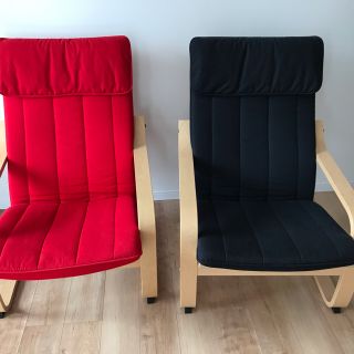 イケア(IKEA)のy.e.s様専用  イケア アームチェア 赤&黒 2脚 直接引き取り福岡県八女市(一人掛けソファ)