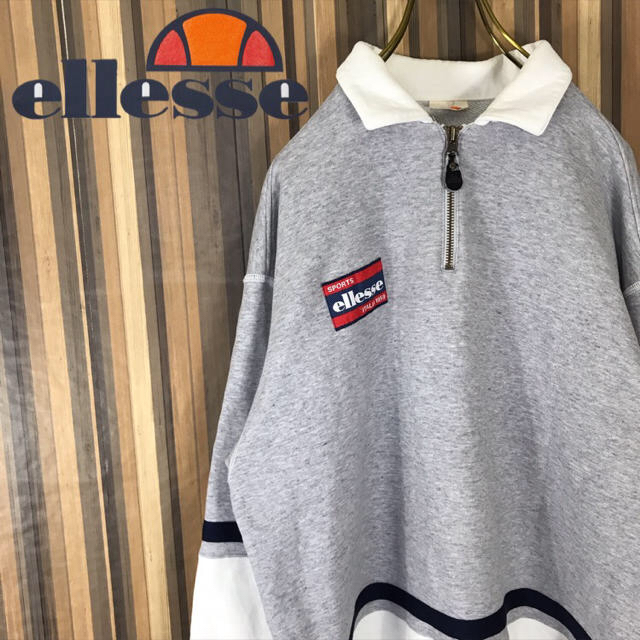 90s vintage ellesse エレッセ 袖ロゴ プルオーバー パーカー