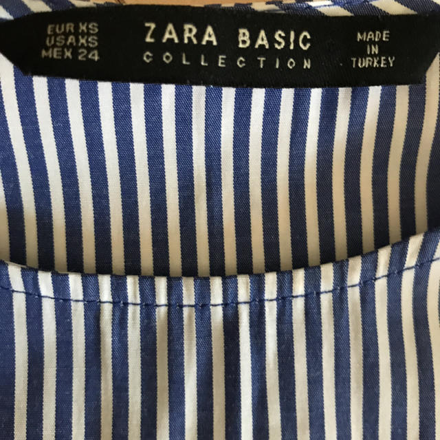 ZARA(ザラ)のZARA⚫ストライプ シャツ ブラウス 美品 xs/S～M レディースのトップス(シャツ/ブラウス(半袖/袖なし))の商品写真