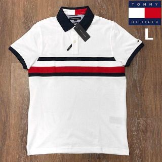 トミーヒルフィガー(TOMMY HILFIGER)の売切!トミーヒルフィガー 切替 半袖ポロシャツ(L)白181228(ポロシャツ)