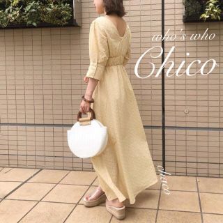 フーズフーチコ(who's who Chico)の夏新作🍋¥8532【Chico】5分袖 コットンエンパイアワンピース(ロングワンピース/マキシワンピース)