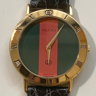 グッチ(Gucci)の☆送料込み☆稼働品☆ グッチ シェリー 赤×緑 ゴールド色 メンズ 腕時計(腕時計(アナログ))