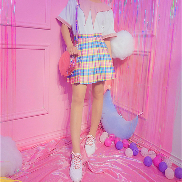 ⚠️1点もの⚠️【原宿】 レインボー プリーツ スカート レディースのスカート(ミニスカート)の商品写真