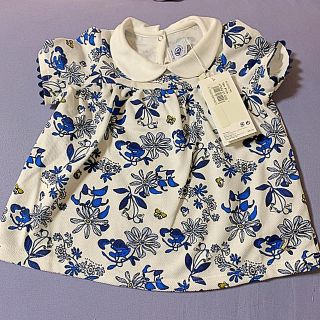 プチバトー(PETIT BATEAU)の【パピコさん専用】プチバトー ブルー フラワープリント トップス 18 80(シャツ/カットソー)