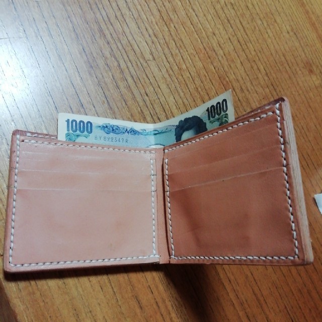 二つ折り財布　ヌメ　ナチュラル　カード特化 2