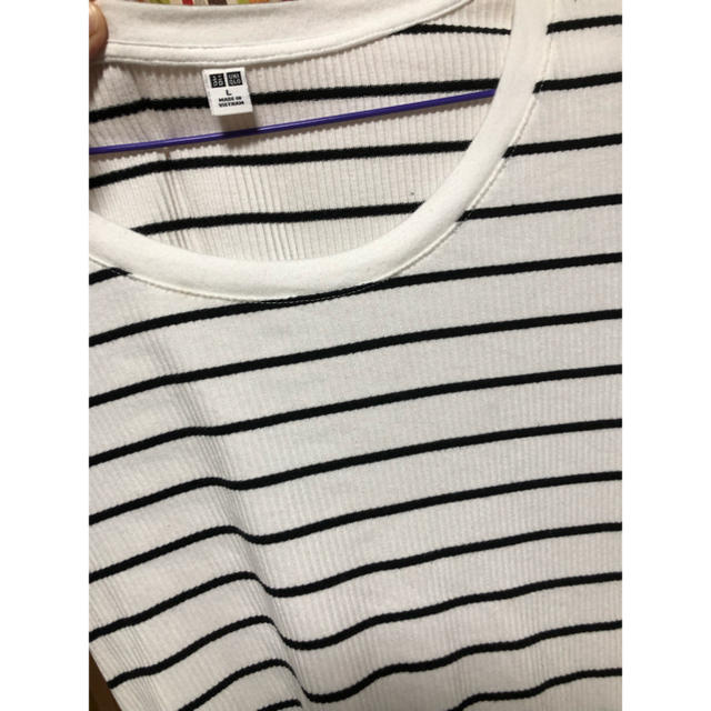 UNIQLO(ユニクロ)のユニクロ 5分丈Tシャツ Lサイズ レディースのトップス(Tシャツ(半袖/袖なし))の商品写真