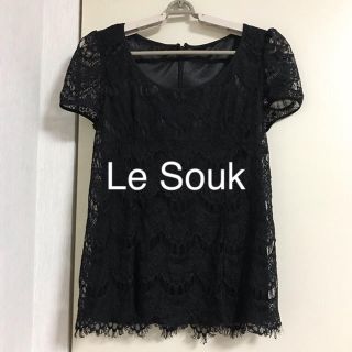 ルスーク(Le souk)の週末限定値下げ ルスーク トップス ブラックレース カットソー(カットソー(半袖/袖なし))