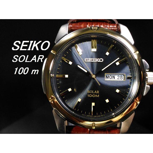 SEIKO セイコー SOLAR ソーラー 腕時計 本革 メンズ 逆輸入 新品