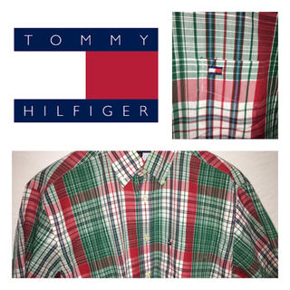 トミーヒルフィガー(TOMMY HILFIGER)のトミー シャツ バイカラー US M 90s 古着 アメカジ トラッド(シャツ)