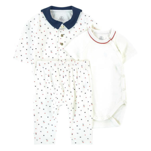 PETIT BATEAU(プチバトー)の新品 プチバトー セットアップ 4点セット 18m キッズ/ベビー/マタニティのベビー服(~85cm)(ロンパース)の商品写真