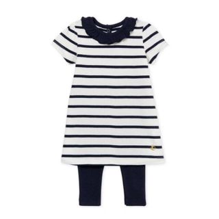 プチバトー(PETIT BATEAU)の新品 プチバトー マリニエール ワンピース＆カルソンセット 18m(ワンピース)