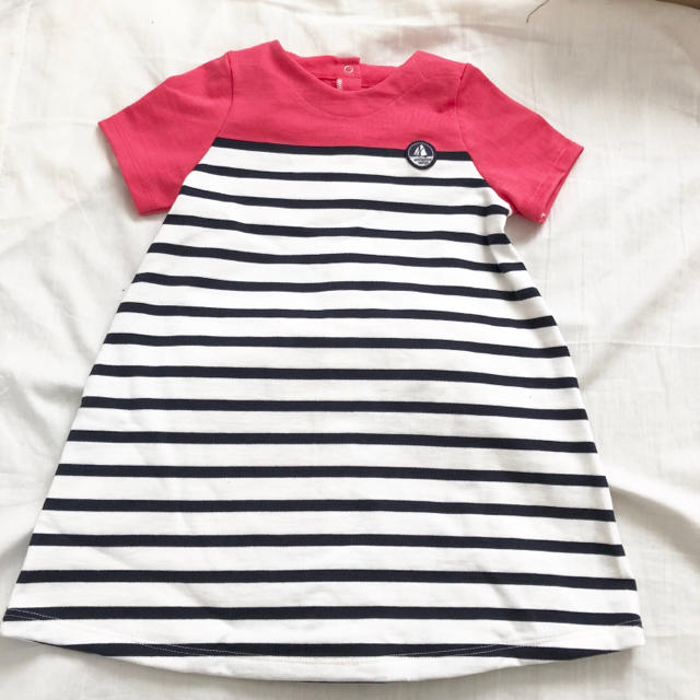 PETIT BATEAU(プチバトー)のよっちゃん様専用☆36m プチバトー カラーブロックマリニエールワンピース キッズ/ベビー/マタニティのキッズ服女の子用(90cm~)(ワンピース)の商品写真