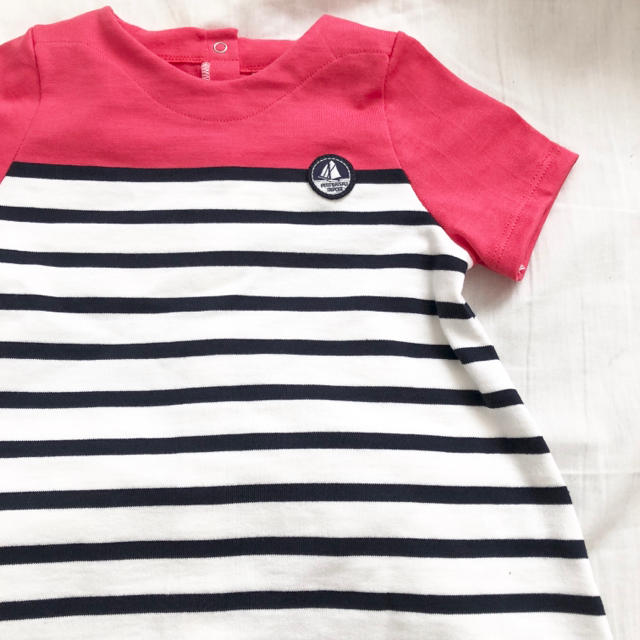 PETIT BATEAU(プチバトー)のよっちゃん様専用☆36m プチバトー カラーブロックマリニエールワンピース キッズ/ベビー/マタニティのキッズ服女の子用(90cm~)(ワンピース)の商品写真