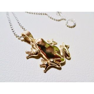 仁尾彫金『ゴールド雨蛙ペンダント』ハンドメイド159b(ネックレス)