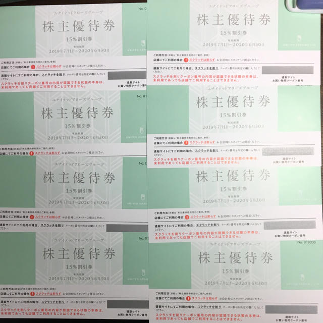21000円 ☆ユナイテッドアローズ 株主優待券8枚セット（2020/6/30/迄