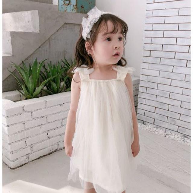 ★チュールドレスワンピース　100★ キッズ/ベビー/マタニティのキッズ服女の子用(90cm~)(ワンピース)の商品写真