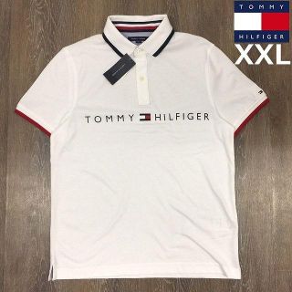 トミーヒルフィガー(TOMMY HILFIGER)の売切!トミーヒルフィガー フラッグロゴ 刺繍 ポロシャツ(XXL)白180902(ポロシャツ)