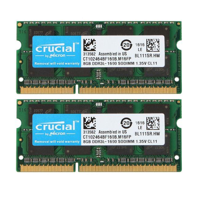 8GB×2枚タイプ新品 Crucial 16GB(8GB×2枚) PC3L-12800S 送料無料