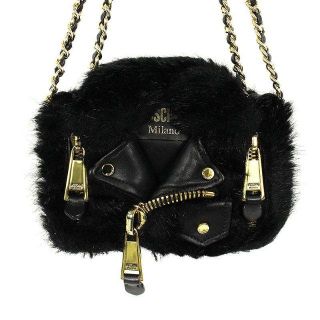 モスキーノ(MOSCHINO)の正規品 モスキーノ レザーライダースバッグ ファー素材 ショルダーバッグ(ショルダーバッグ)