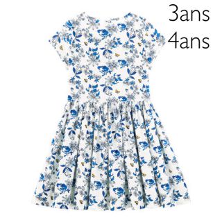 プチバトー(PETIT BATEAU)のSALE☆プチバトー ブルーフラワーワンピース 90 95 100(ワンピース)