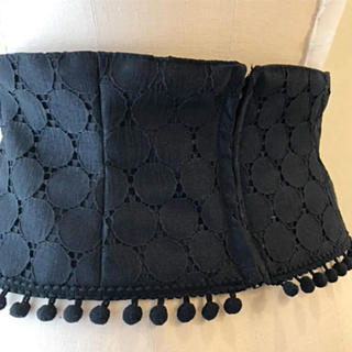 フラメンコ 衣装 ベルト コルセット 黒×黒水玉 カットレース サイズ調整可能
