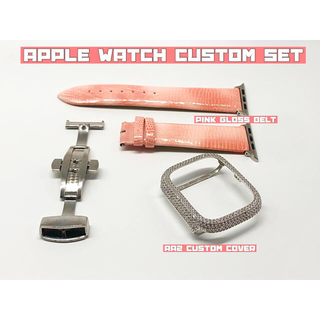 アップルウォッチ(Apple Watch)のsale品グロスレザー&AA2カスタムカバーセットアップルウォッチシリーズ4/5(腕時計)