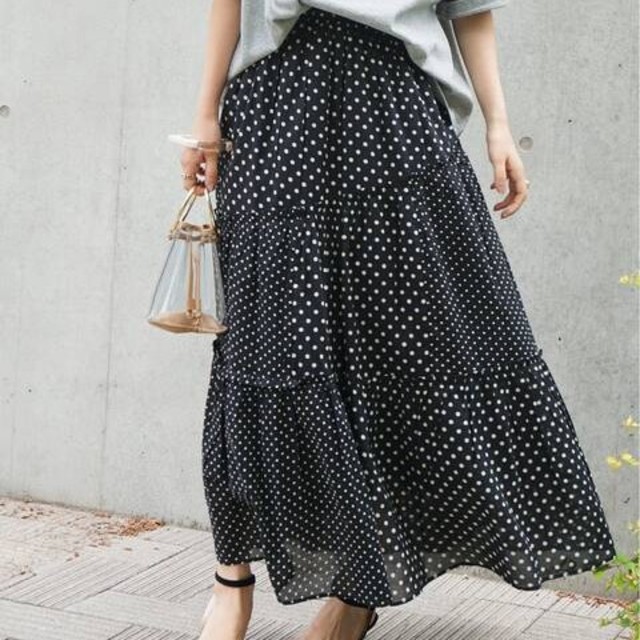 NE QUITTEZ PAS COTTON DOT ロングスカート