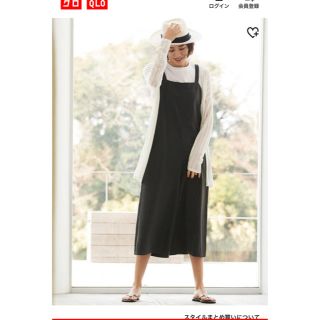 ユニクロ(UNIQLO)のユニクロリネンブレンドサロペット ブラック L(サロペット/オーバーオール)