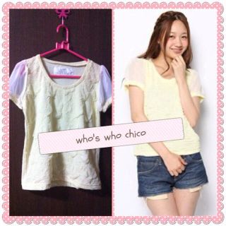 フーズフーチコ(who's who Chico)のchico＊ふくれジャガード袖シフォンT(Tシャツ(半袖/袖なし))