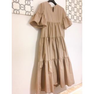 Trefle + 1 トレフルプラスワン お袖ふわっとティアードワンピース(ロングワンピース/マキシワンピース)
