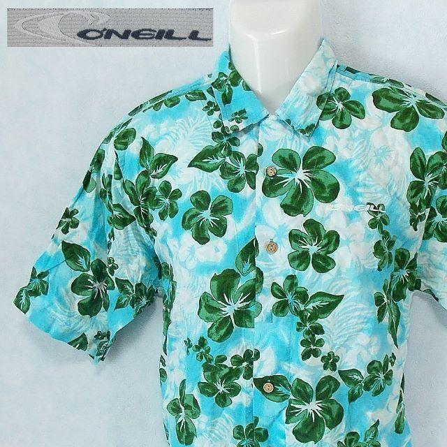 O'NEILL(オニール)の【O'NEILL】 オニール ライトブルー花柄半袖アロハ サイズM メンズのトップス(シャツ)の商品写真