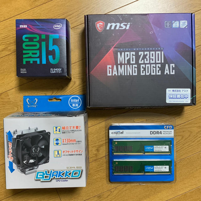 PCパーツ4点セット i5 9400f、z390 mini-itx、メモリ16G