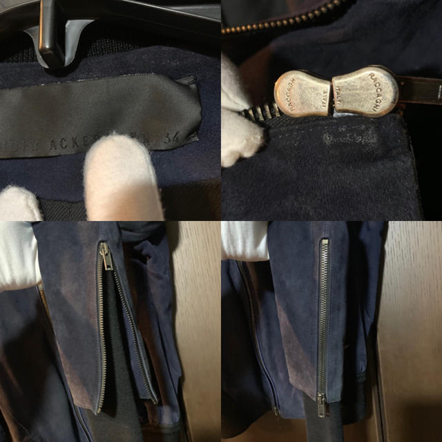 人気新番 Haider ネイビースエード牛革レザーブルゾン MA-1の通販 by