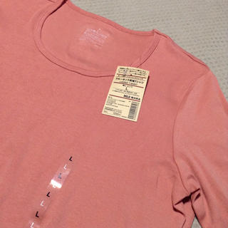 ムジルシリョウヒン(MUJI (無印良品))の無印良品  クルーネック長袖Ｔシャツ  ピンク  L  新品(Tシャツ(長袖/七分))