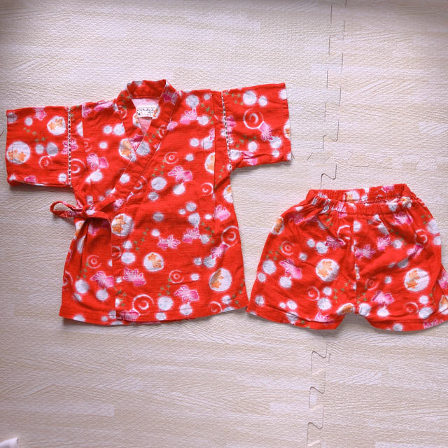 みぃ様専用 甚平 赤×青 キッズ/ベビー/マタニティのキッズ服女の子用(90cm~)(甚平/浴衣)の商品写真