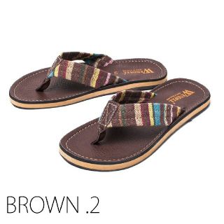 歩きやすい トングサンダル PUレザー BROWN2(サンダル)