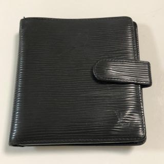 ルイヴィトン(LOUIS VUITTON)の本物 ルイヴィトン 二つ折財布 エピ 黒 難あり(折り財布)