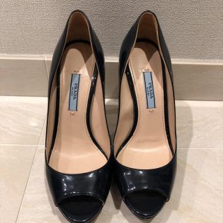 プラダ(PRADA)のプラダ オープントゥ エナメルパンプス 36(ハイヒール/パンプス)