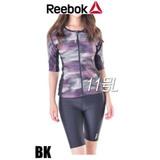 リーボック(Reebok)の新品◆リーボック・袖付フィットネス水着・11号Ｌ・茶黒・めくれ防止(水着)