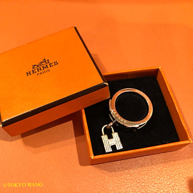 HERMES エルメス スカーフリング シルバー 茶色 - バンダナ/スカーフ
