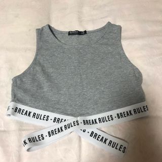 ベルシュカ(Bershka)のberska♡美品♡ショート丈タンクトップ♡グレー♡XS♡(タンクトップ)