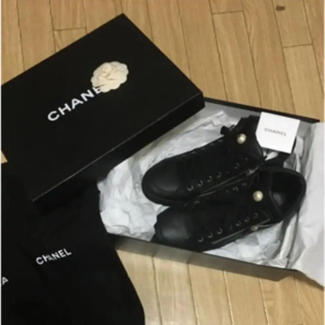 美品 CHANEL シャネル パール ハイカットスニーカー 23.5 1