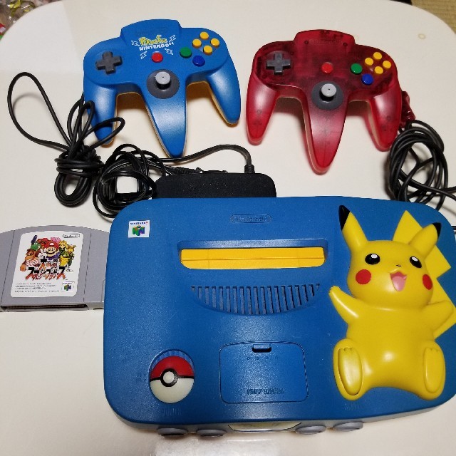 任天堂 ピカチュウ N64 ブルーイエロー 本体 コントローラー ACアダプタ