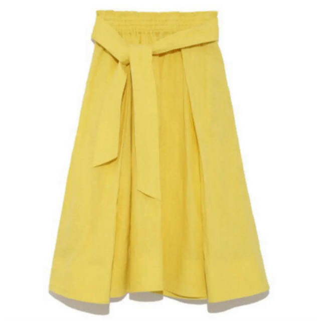 Mila Owen(ミラオーウェン)の【ミラオーウェン】リネンスカート黄色 レディースのスカート(ロングスカート)の商品写真