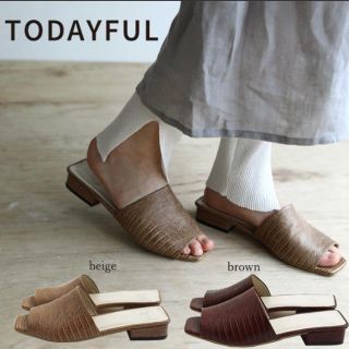 トゥデイフル(TODAYFUL)の再値下げ Opentoe Crocodile Sandals  新品 36(ハイヒール/パンプス)