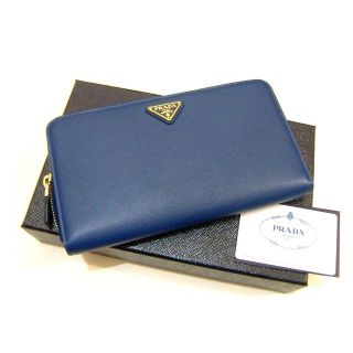 プラダ(PRADA)のプラダラウンドファスナー長財布　オーガナイザーブルー　1ML188　新品T84(長財布)